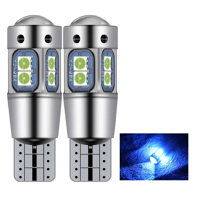 ASLENT 2PCS High Quality T10 W5W 168 192 Led Tail Light 3030 10smd 12V Car Led Auto Lamp CANBUS NO Error Car Marker Parking Bulb Crystal Blue