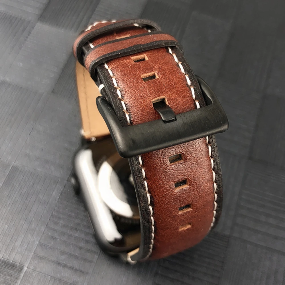 Ремешок из натуральной кожи для apple watch Series 5 44 мм 40 браслет iwatch 4 3 2 1 42 38 мм|Ремешки