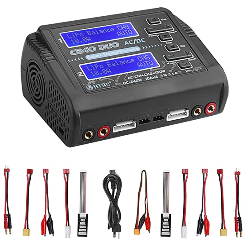 Зарядное устройство HTRC T240 C240 Lipo Двухканальное переменного тока 150 Вт постоянного