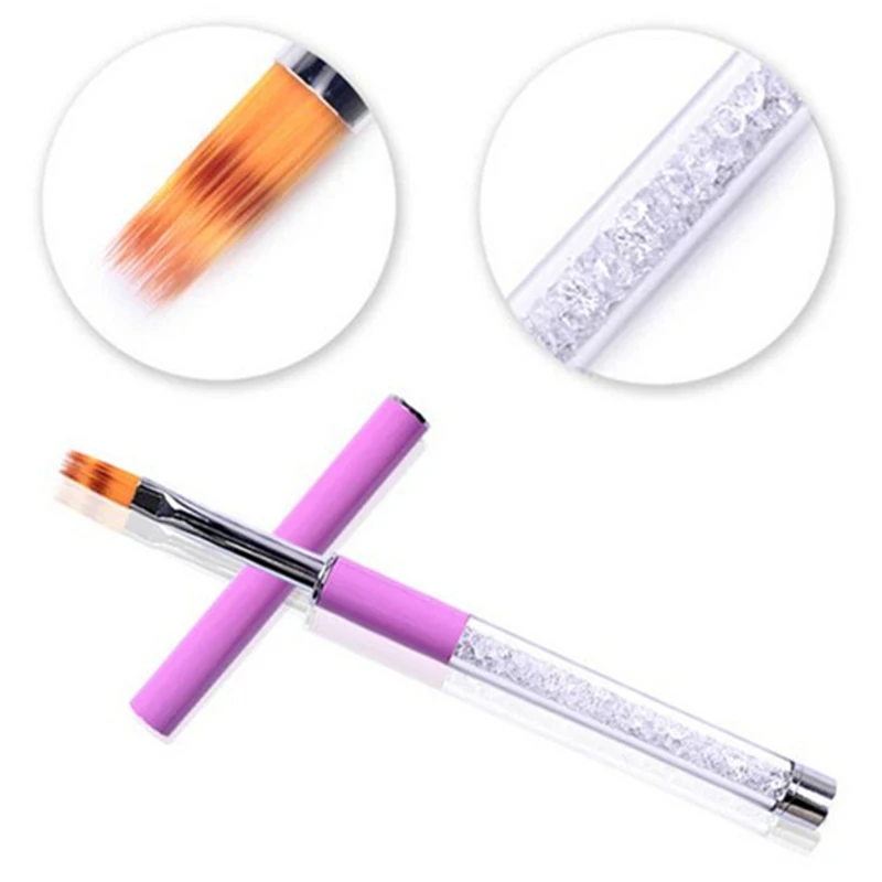 1pc Nail Art Painting Drawing Pen Brush Rhinestone Handle Smudge Gradient Nail Art Pen Perfect for Acrylic and UV Gel Nail Art