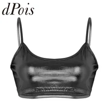 Женская Блестящая металлическая майка на бретельках с глубоким u-образным вырезом, майка для танцев, топы для Рейфов, музыкальных фестивалей, клубная одежда