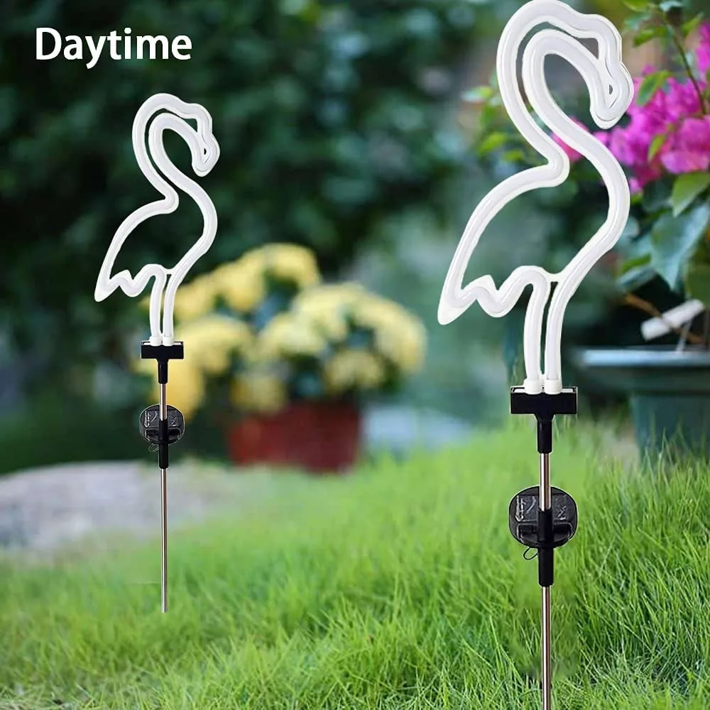 1/2/4 Pack Solar LED Neon Flamingo Lawn Lamp Solar Garden Stake Lights Outdoor Pathway Light for Lawn Patio Yard Walkway Decor solar garden lanterns