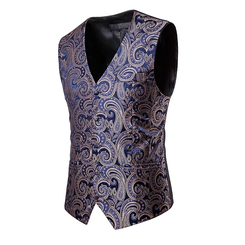 Fashion mens smart casual suit vest coat men Cashew flowers pattern suit vest Single-breasted design plus size for men Tops Fashion mens smart casual suit vest coat men Cashew flowers pattern suit vest Single-breasted design plus size for men Tops
