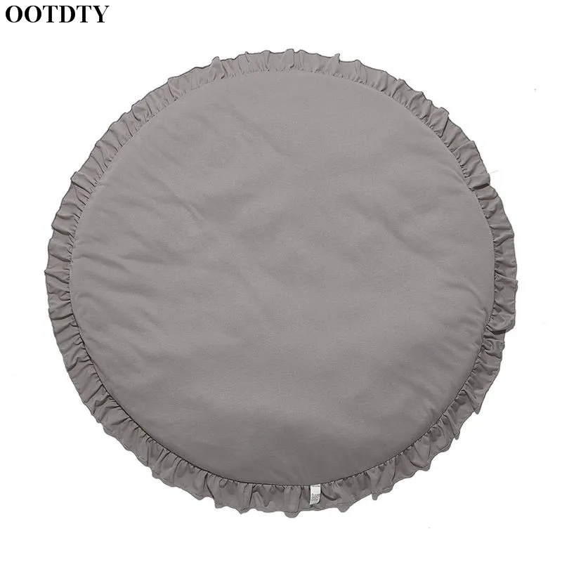 light gray OOTDTY, круглый детский коврик, кружевной, мягкий, для детского пола, игровой коврик для детской комнаты, спальни и игровой комнаты, для ползания, ковер, украшение для дома - Цвет: light gray