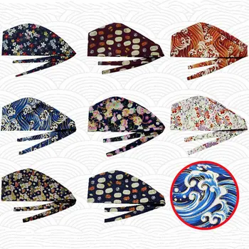 

Bronzing Surgical Cap Adjustable Men Women Cotton Japanese Style Printed Hospital Chemotherapy Doctor Nurse Accessories Cap
