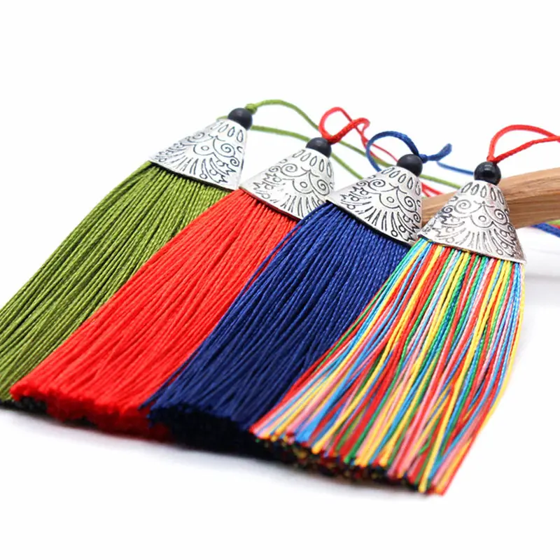 

5Pcs 80mm long Flat fish mouth tassel hanging ear anti-wrinkle alloy bookmark comb clothing small tassel tassel decoration gift