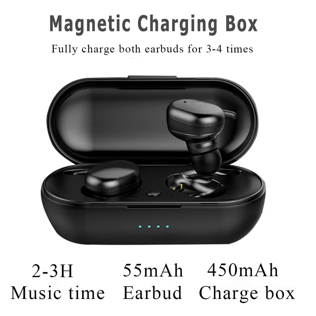 TWS Wireless Bluetooth 5.0 Smart Fingerprint Touch Earbuds With Mic Noise Cancelling Sports Headphone Headset With Charging Box