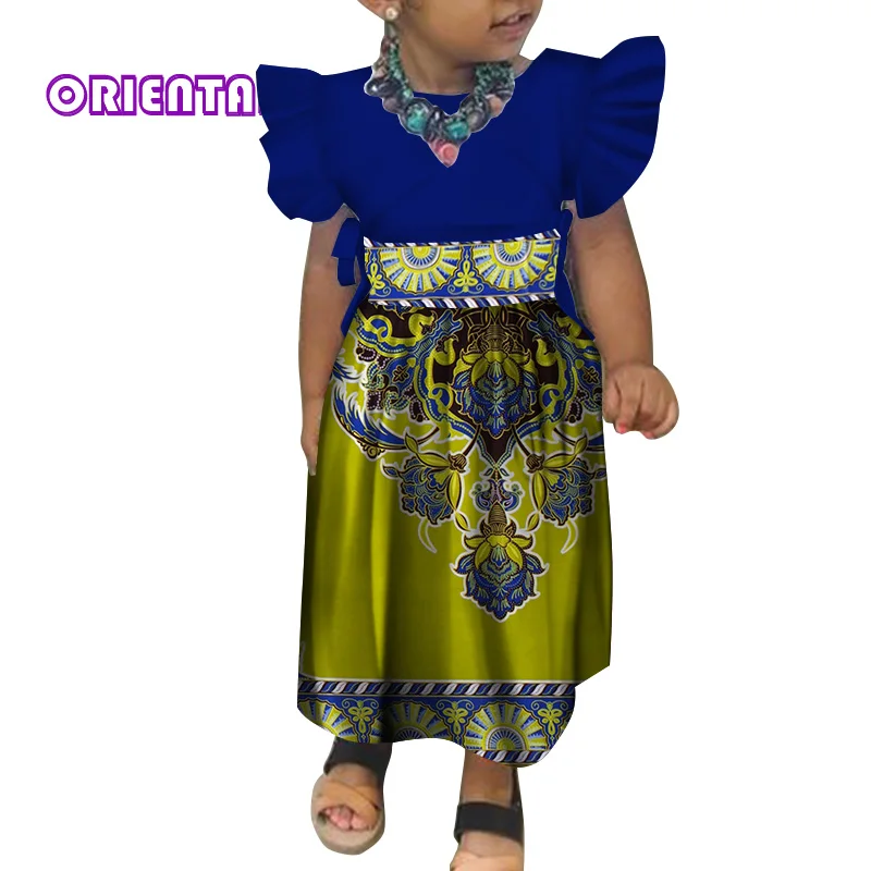 Милые топы с рукавом-бабочка и юбки, комплект для детей, для девочек, Африканский принт, Детские рубашки Юбки для девочек Bazin Riche, праздничная одежда, WYT81 - Цвет: 13