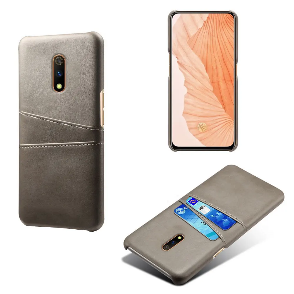 Чехол для телефона из искусственной кожи для OPPO Realme X Realme3pro X Master X Lite Youth U1 2 2pro Realme C2 Тонкий чехол с карманом для карт - Цвет: Серый