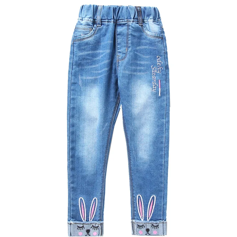 

Girls Spring New Style 2019 Rabbit Cartoon Embroidered Big Boy High-waisted Fashion Slimming Jeans a Generation of Fat