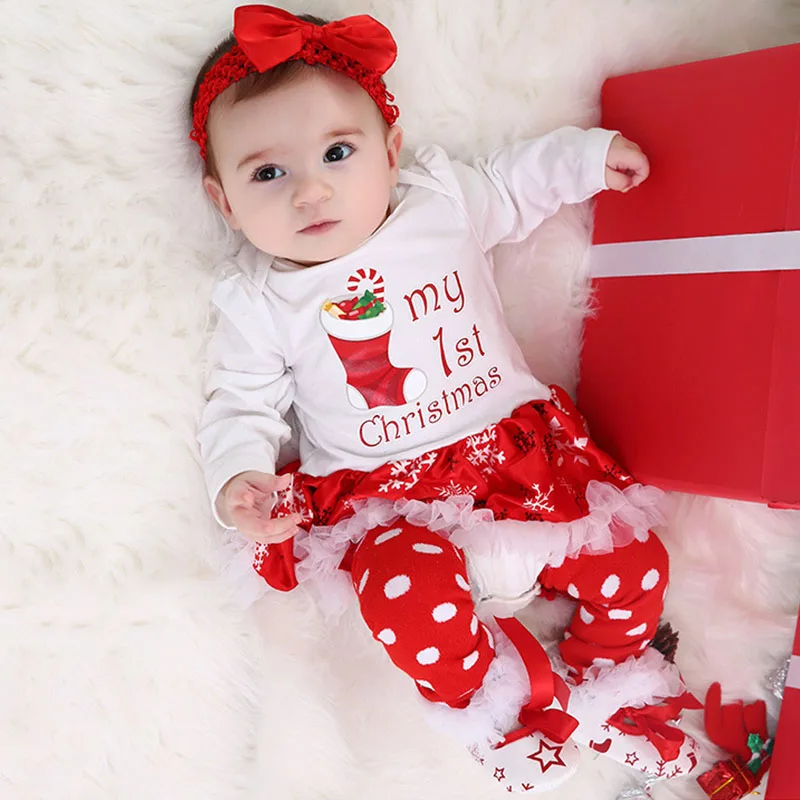 My First Christmas Carters/детская одежда для малышки, платье-пачка для новорожденных+ гетры+ обувь+ повязка на голову, комплекты из 4 предметов, одежда для малышей