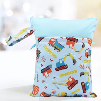 

Cloth Diaper Wet Bags Colorfully Printed Dry Wet Bag with Hanging Strap and Two Pockets(Pattern 2)