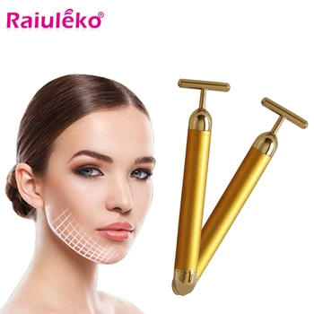 

Hot Vibration Face Care 24k Gold Vibration Facial Beauty Roller Massager Stick Anti Wrinkle Firming Pulling Massage Stick
