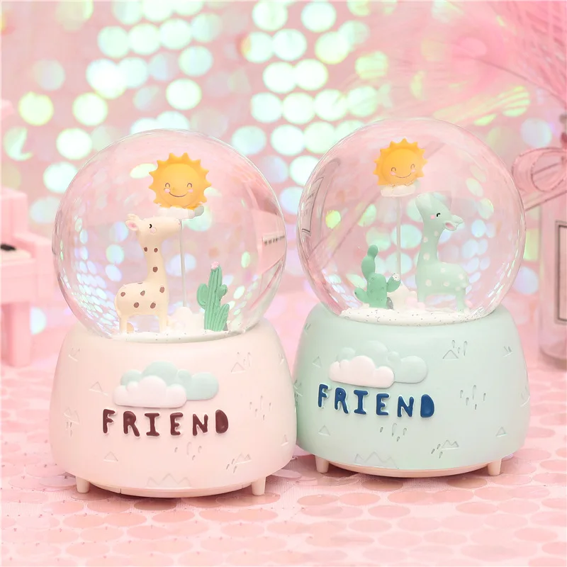 10*15.8CM Snow lighting Crystal Globes giraffe Glass Music Box Home Coffee Shop Decoration Christmas Valentine's Day Gift |