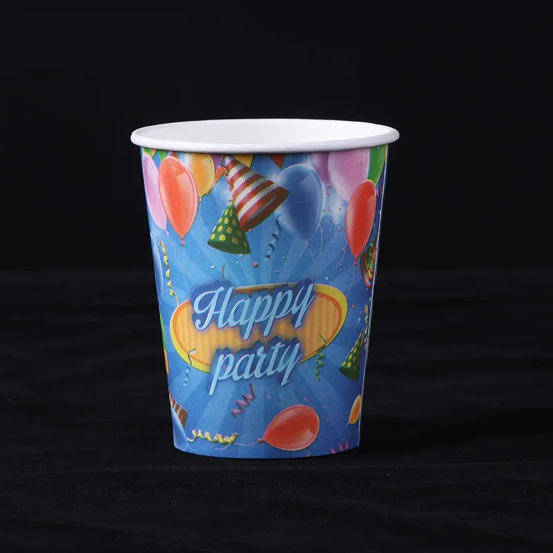 1000 x 9OZ Disposable Eco-friendly Happy Birthday Series Paper Cups 250ml Party Decor Drinking Cup Wholesale - Цвет: B