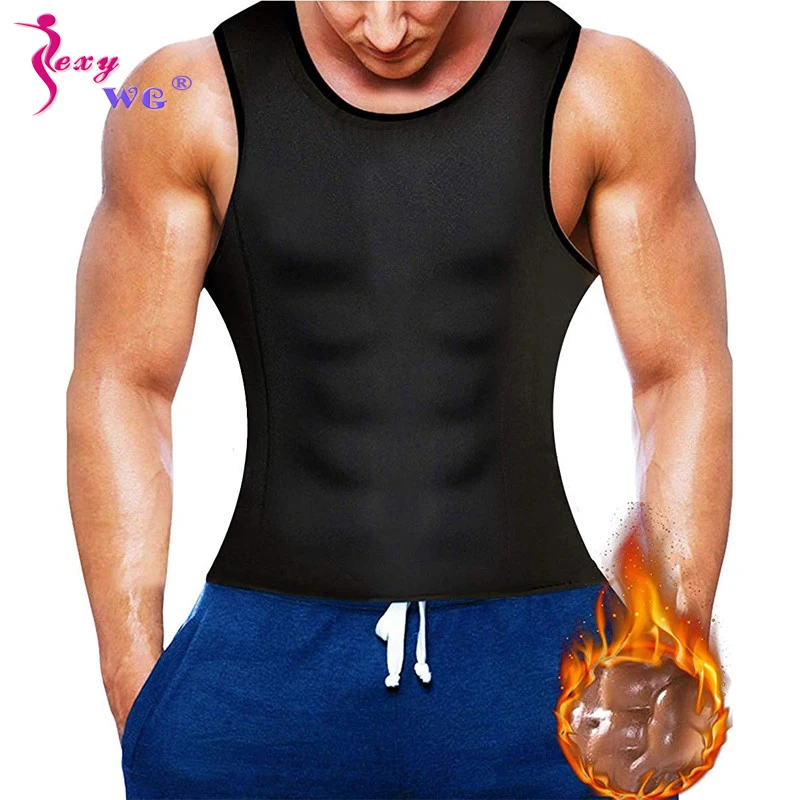 SEXYWG Для мужчин Йога Майка, топ для бега жилет жира сжатия утягивающий корсет тренер неопрена сауна футболка одежда для коррекции фигуры