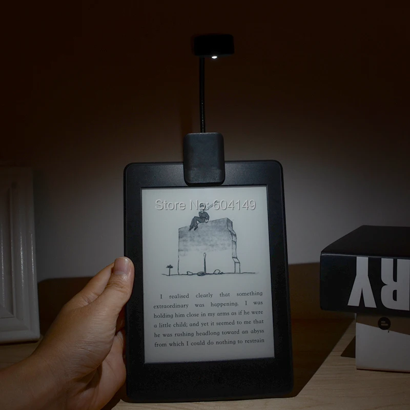 Светодиодная лампа для чтения электронных книг с зажимом для Kindle Reader, черный чехол, гибкая лампа для чтения с 2 режимами яркости, Мини светодиодный светильник для чтения электронных книг