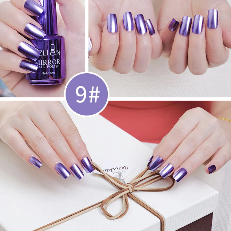 18ml Mirror Effect Metallic Nail Polish 16 colors Purple Rose Gold Silver  Chrome Polish Varnish Exquisite For Nails Manicure - AliExpress
