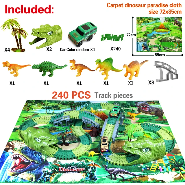 Children Racing Bend Rail Dinosaur Track Led Electronic Flash Light Magical Glowing Flexible Track Car Toys DIY Toy Kids Gift 2