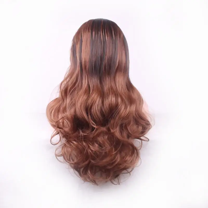 70 см длинные волнистые полные кудрявые парики Косплей Вечерние черные градиентные коричневые поддельные волосы