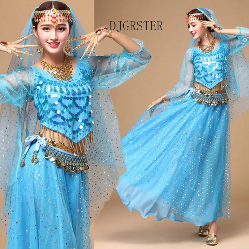 DJGRSTER-Bellydance-Costume-Professional-5-Piece-set-Head-Chain-coat-Veil-Waist-Chain-Skirt-belly-dance