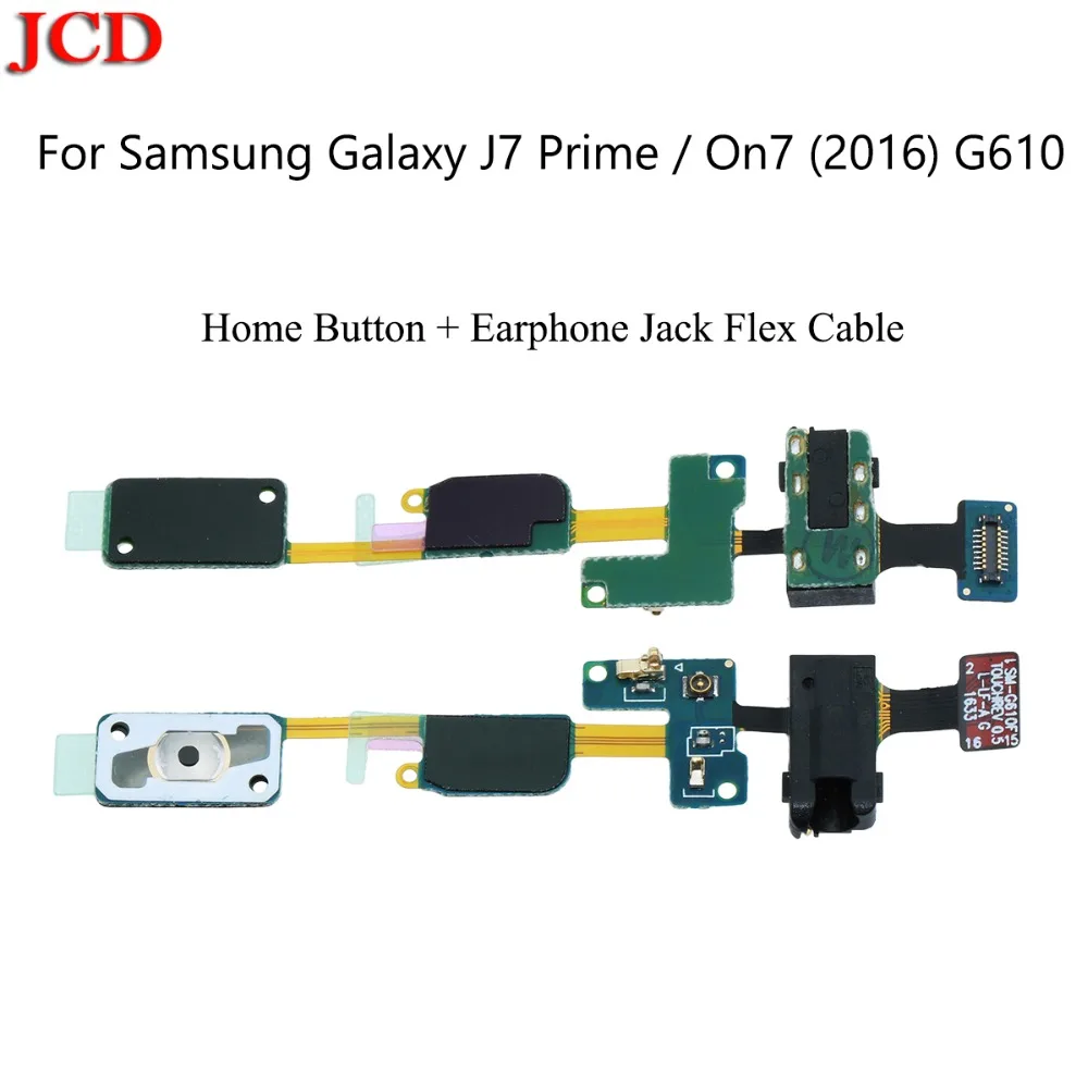 JCD Главная Кнопка + разъем для наушников гибкий кабель для samsung Galaxy J7 Prime/On7 (2016) G610 Кнопка возврата на домашнюю страницу сенсор аудио разъем