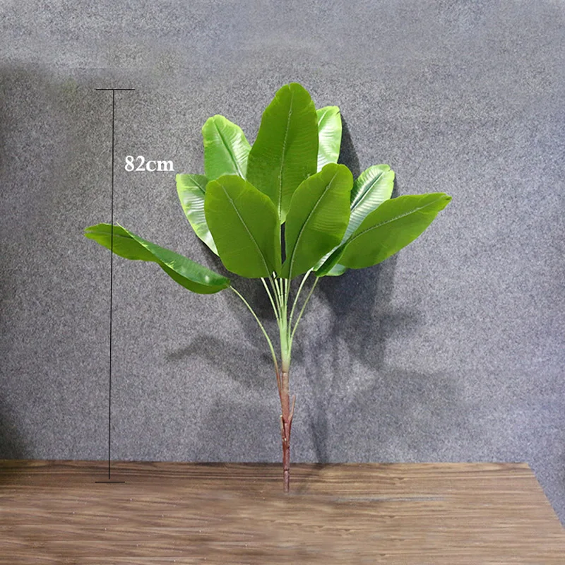50 см тропический поддельный пальмовый букет, настоящее прикосновение, искусственное растение, пластик, монстера, большое ложное дерево в горшках для украшения дома и офиса - Цвет: 82cm 9fork A