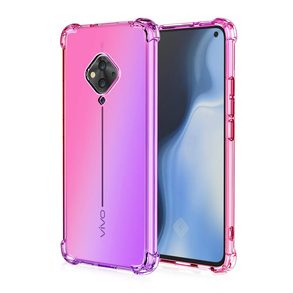 Противоударный градиентный телефонный чехол для Vivo S5 Y19/U3/Y5S X27 X23 X21i X21S X20 плюс X20 X9 X9s Plus Мягкий Защитный чехол
