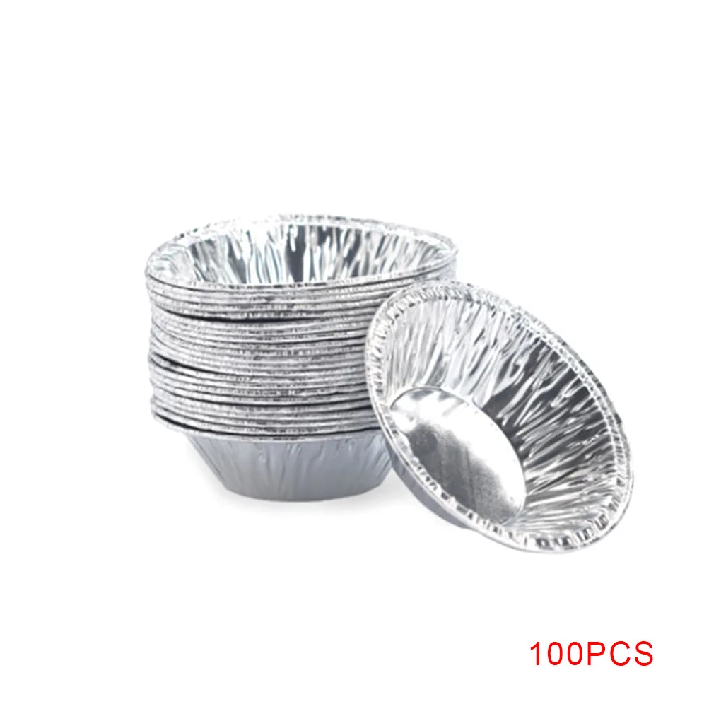 100pcs 50/100 шт Алюминий Фольга кекс яичных тартов форма для печенья, пудинга, принимающих Формы для кексов формы для выпечки кексов инструментов для пресс-форм - Цвет: 100pcs