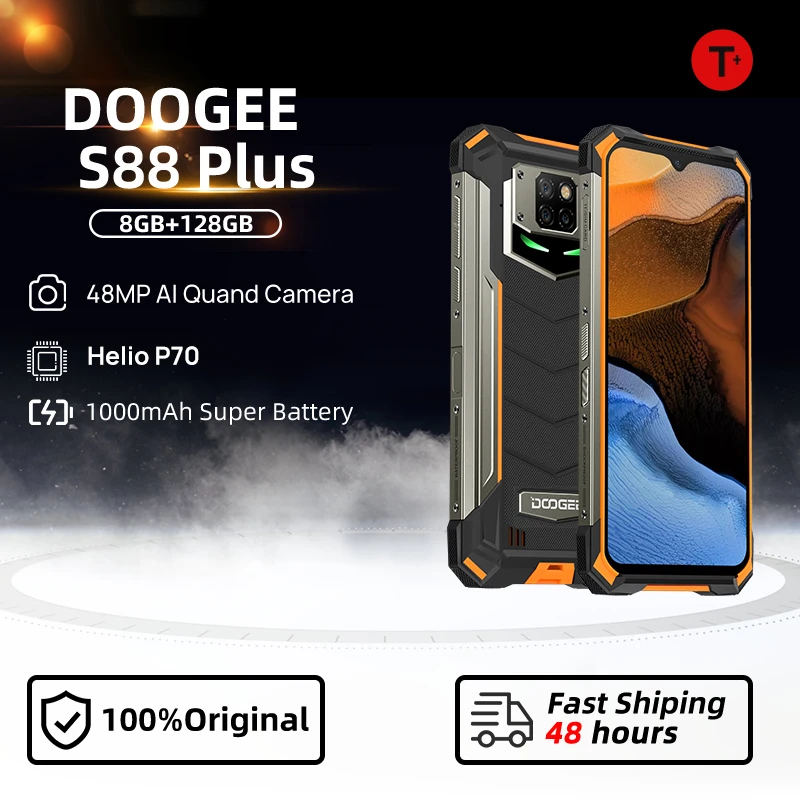 Global Version DOOGEE S88 Plus Rugged Phone 48MP Main Camera 8GB RAM 128GB ROM Cellphone Helio P70 Octa Core NFC