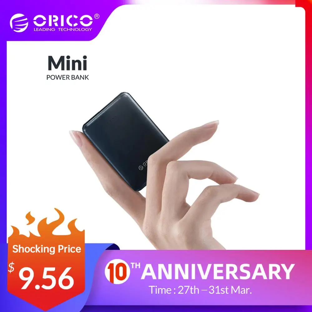 

ORICO 5000mAh Power Bank Slim Mini Portable External Battery Charging Powerbank For iphone Xiaomi Smartphone Small Power Bank