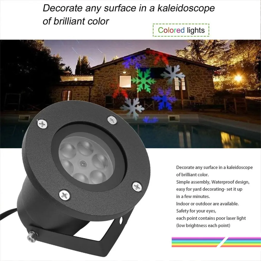 Мини IP65 Водонепроницаемый движущийся Снежный лазерный проектор лампы Снежинка светодиодный ночной Светильник для сцены праздничный наружный/внутренний Рождественский Декор