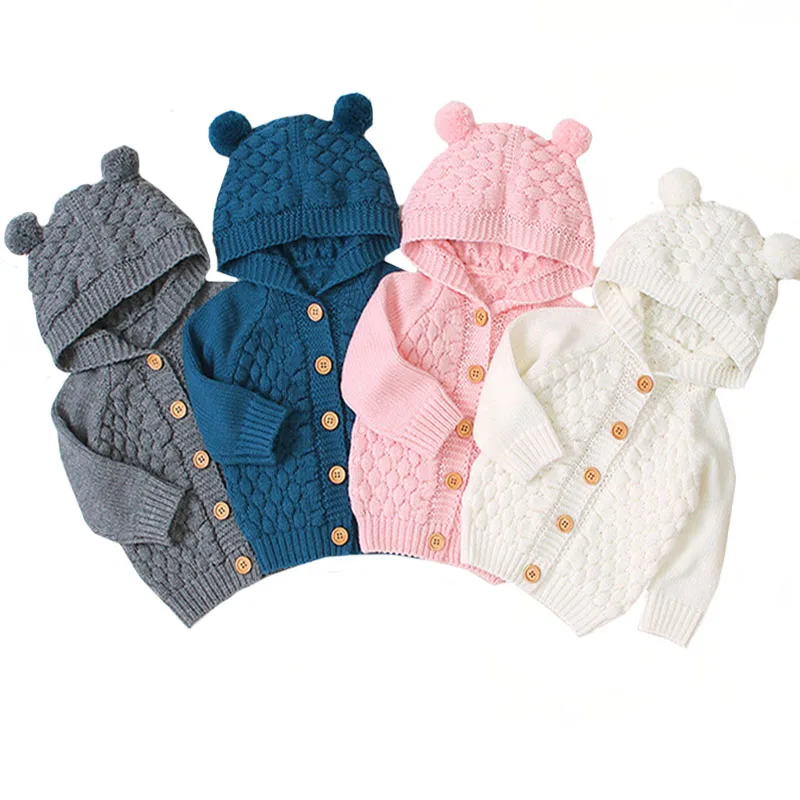 

Baby Boy Knitting Cardigan Winter Warm Newborn Girl Infant Sweaters Fashion Long Sleeve Hooded Coat Jacket Kids Clothing Outfits