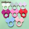 1pcs Silicone Teether Cartoon Mouse Head Animal Food Grade Silicone Teething Toys For Teeth Tiny Rod Baby Teether Gifeg 1