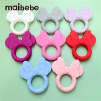 1pcs Silicone Teether Cartoon Mouse Head Animal Food Grade Silicone Teething Toys For Teeth Tiny Rod Baby Teether Gifeg 1