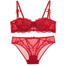 Бюстгальтер на косточках, половина чашки, сексуальный бюстгальтер, набор, новинка, для женщин, плюс размер, пуш-ап, нижнее белье и трусики, ABC чашка для женщин