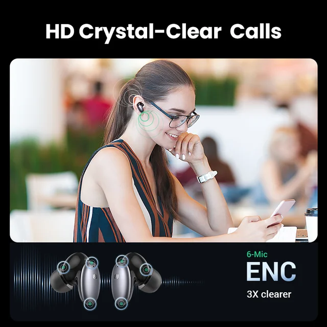 【Nowość】 ugreen HiTune X6 słuchawki bezprzewodowe Bluetooth 5.1 słuchawki TWS ANC 35dB hybrydowa aktywna redukcja szumów 50ms 5