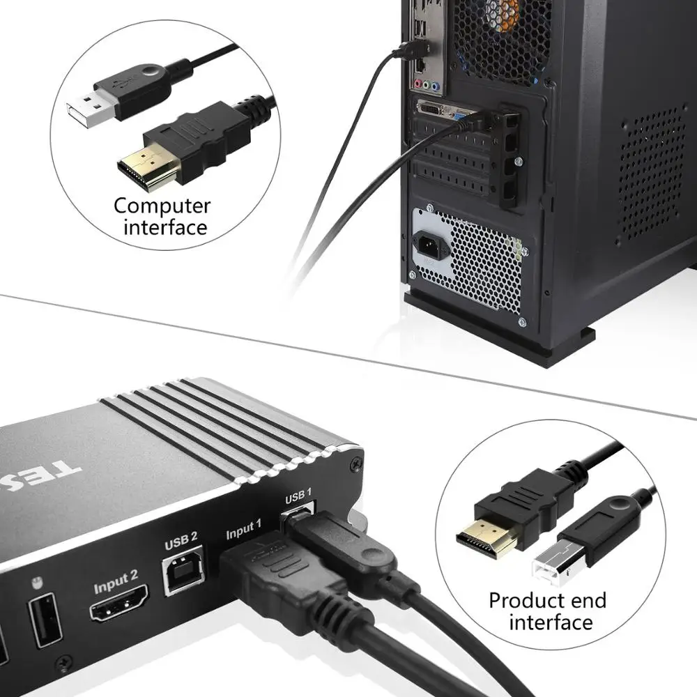 2 шт. Новинка Высокое качество 1,5 м HDMI USB KVM кабель HDMI+ USB KVM кабельный коммутатор KVM выделенный 4 k@ 60Hz 18 Gbp