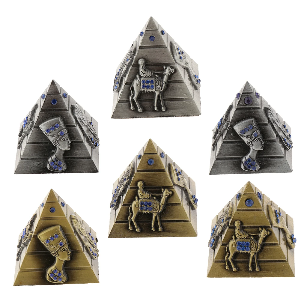 Vintage Metal Egyptian Pyramids Building Model Pyramid Statues Home Desktop Decoration Office Cafe Ornaments Travelling Souvenir