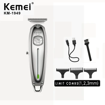 

Kemei 1949 Professional Hair Clipper All Metal Men Electric Cordless Hair Trimmer 0mm Baldheaded T Blade Finish Haircut Machine