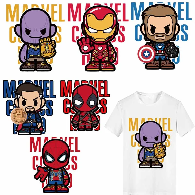

Superhero Patch Heat Transfer Vinyl Thermo Stickers Stickers for Clothing Marvel Spiderman Iron-man Patches Stripes for Clothes