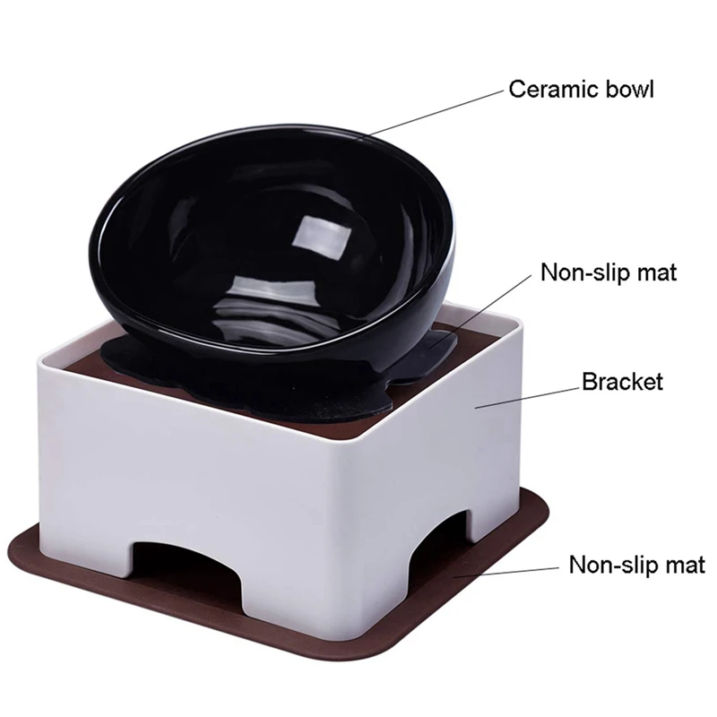 

Hot New Ceramics Single Food Feeding Bowl Set For Flat Face Dogs/Cats, Double Non-Slip Design