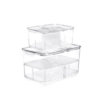 

Food Storage Container Plastic Food Containers Double-layer Freezer Refrigerator Safe Keep Fresh @LS