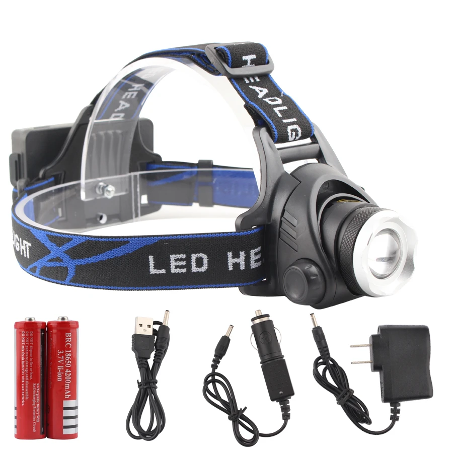 

head light torch lamp 18650 LED Headlamp 1200LM T6 LED Bulbs DC Charging Waterproof Headlamps camping fishing outdoor lighting