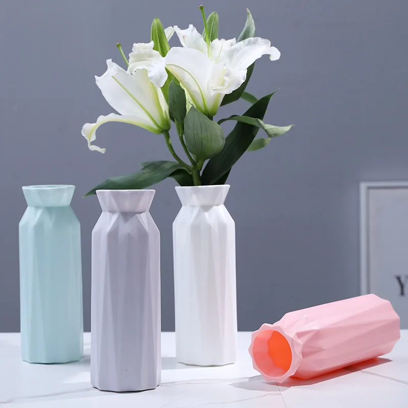 Details about   Flower Vase Decoration Home Plastic Vase White Imitation Ceramic Flower Pot Vase 