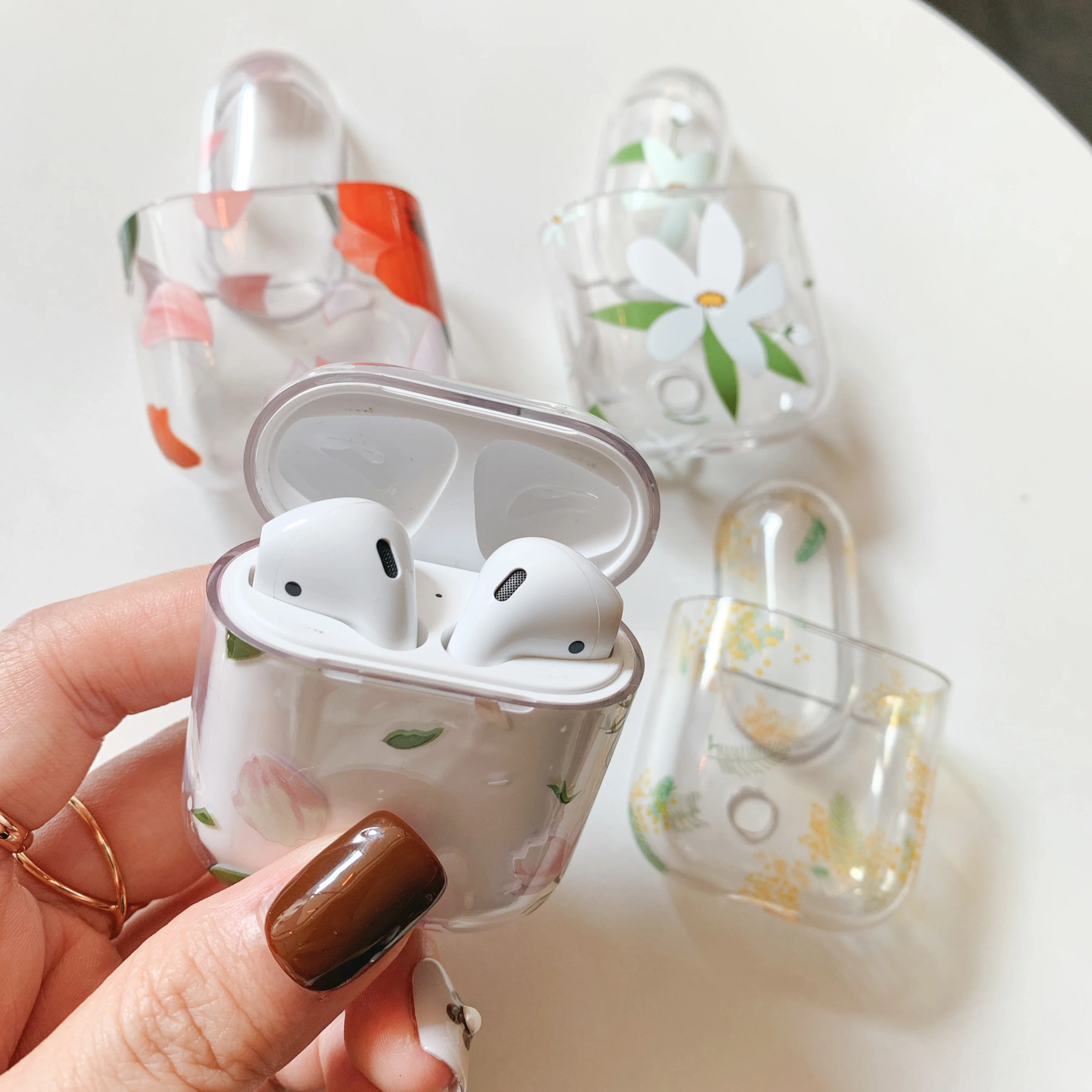 Элегантные цветы прозрачные наушники чехол для AirPods зарядная коробка защитный чехол для пульта чехол для Airpods беспроводной earpods чехол