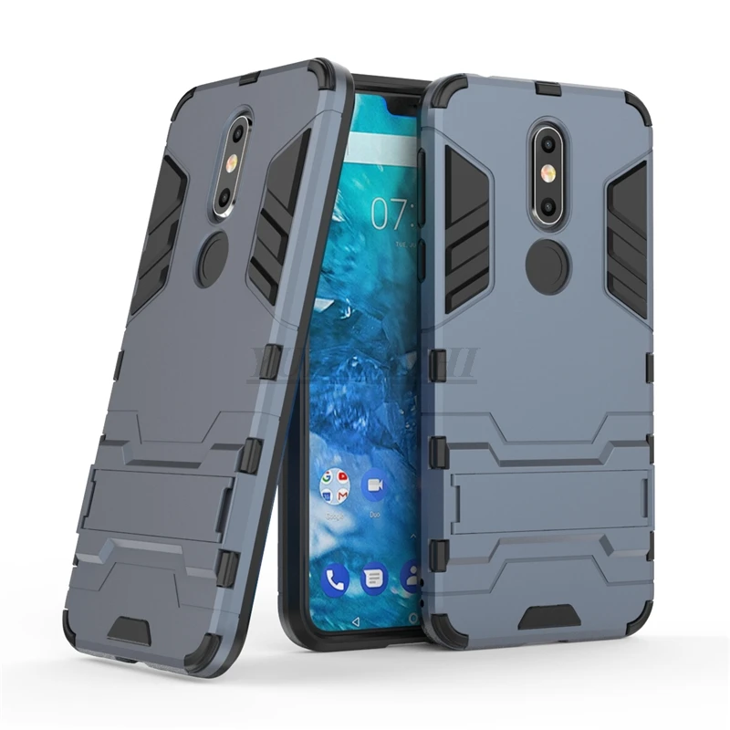 Yuhashi противоударный жесткий чехол с подставкой для Nokia 7,1, защитный чехол с держателем для телефона, задняя крышка для Nokia 7,1, чехол-бампер
