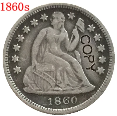 USA 1860-S десятицентовая монета с изображением сидящей свободы копия монет | Дом и