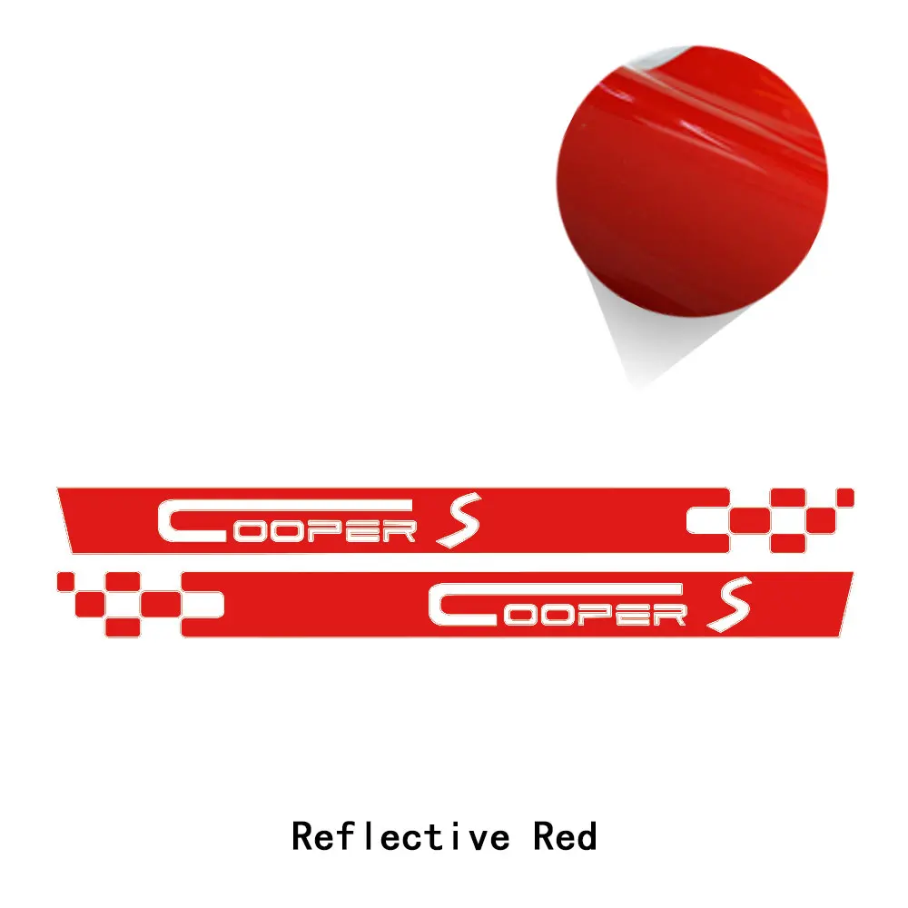 reflective red 2 шт., наклейки для дверей автомобиля, боковые полосы, гоночные полосы, украшение для тела, Виниловая наклейка для MINI Cooper Paceman R61 JCW One, аксессуары - Название цвета: reflective red