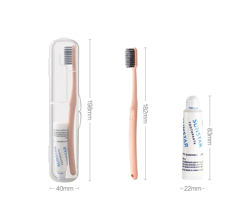 KINEPIN Toothbrush With Toothpaste Kit Binchotan Infused Floss Wheat Straw Handle Convenient Plastic Travel Teeth Clean Tool